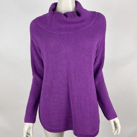Talbots Cowl Neck Sweater Women M NWT Long Sleeve Stretch‎ Cotton Ribbed Knit - Picture 1 of 10